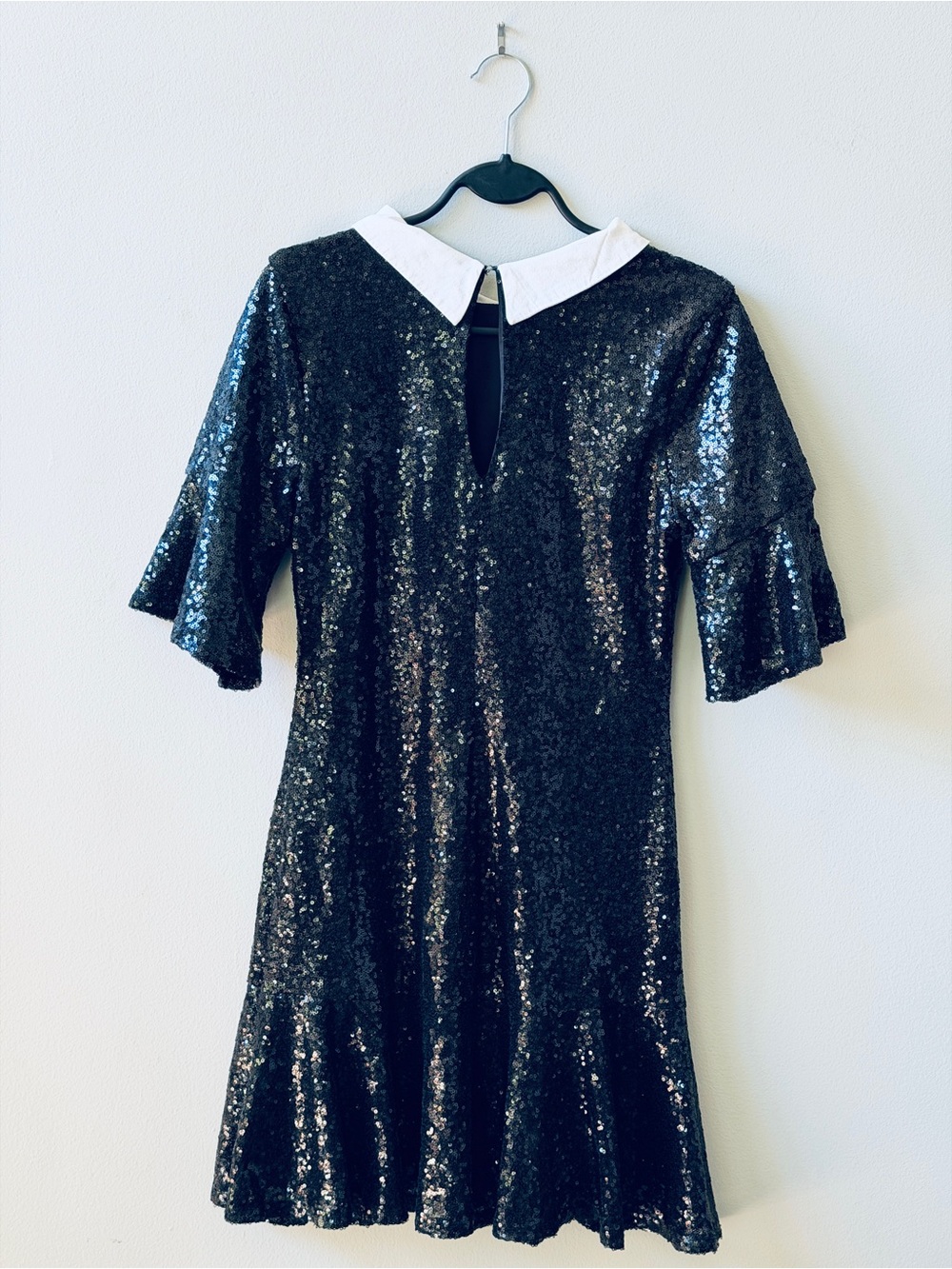 Audrey Hepburn meets Wednesday Adams. VENUS Sequin Mini W/ Peter Pan Collar. - Picture 6 of 10